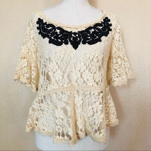 Free People ivory lace blouse size small